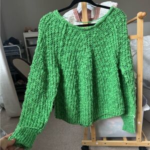Free people chunky knit green sweater